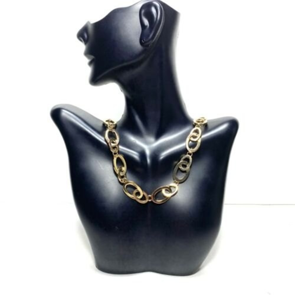 Vintage Anne Klein Necklace Lion Head Gold Tone Chain O Links Women's Fashion